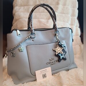 Coach Emma Exotic Satchel with Coach Multi Stars Cluster Charm + Necklace